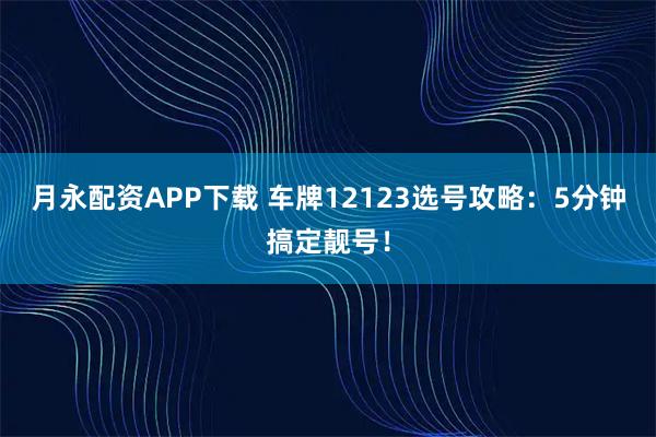 月永配资APP下载 车牌12123选号攻略：5分钟搞定靓号！