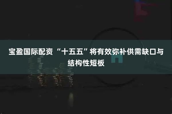 宝盈国际配资 “十五五”将有效弥补供需缺口与结构性短板