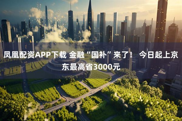 凤凰配资APP下载 金融“国补”来了！ 今日起上京东最高省3000元